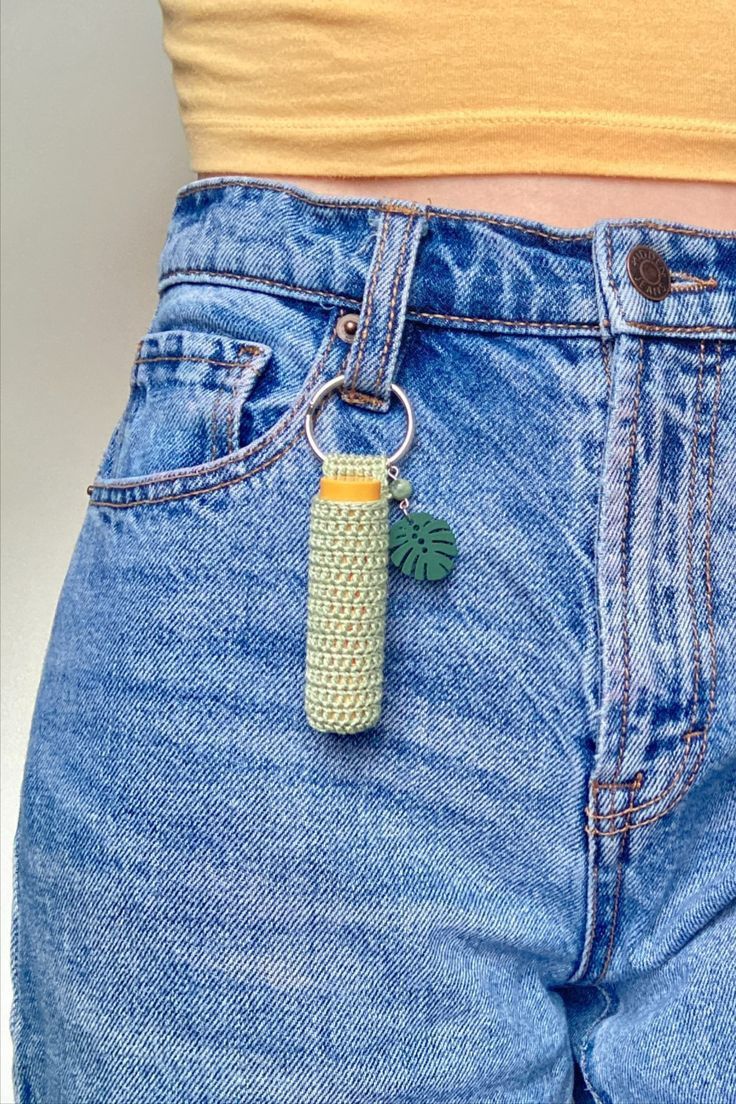 Handmade Crochet Lip Balm Holder Keychain | Cute Lipstick Case (3 Inch)