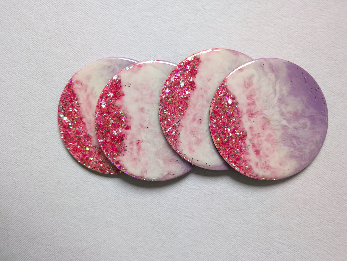 Handmade Resin Coaster Set – Pink & Purple Swirl Design (Set of 4)