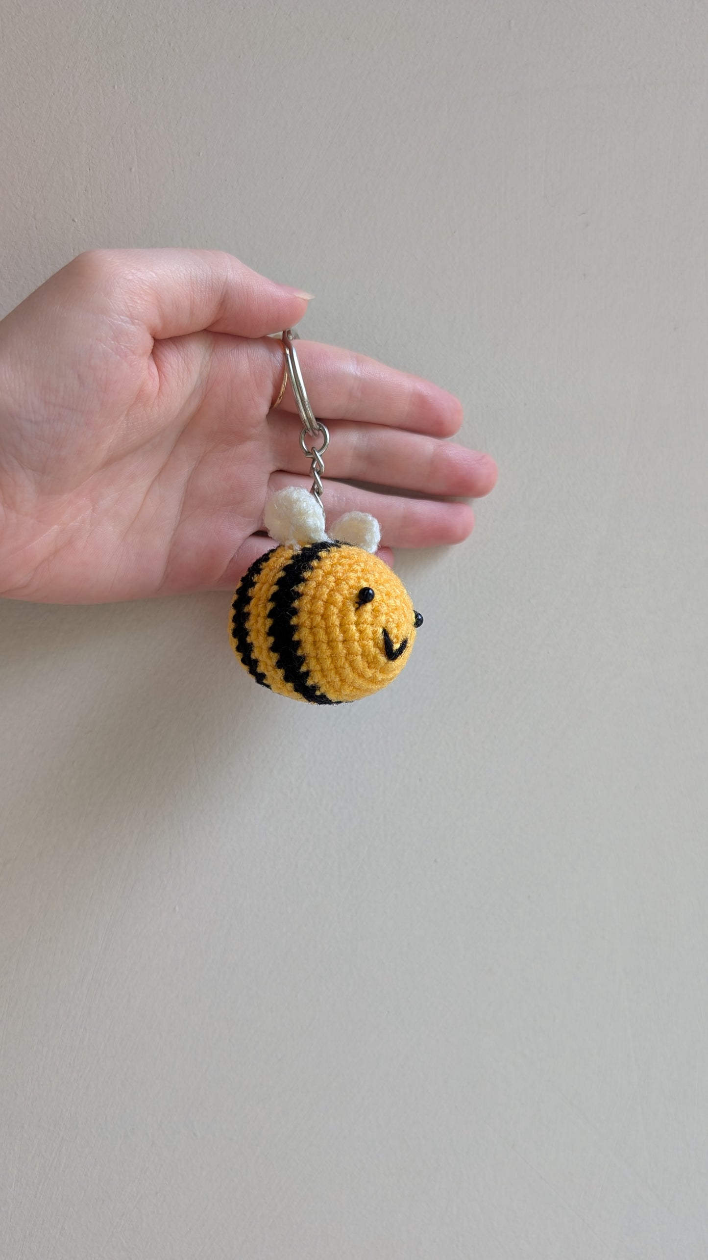 Handmade Crochet Bee Keychain | Cute Bumblebee Bag Charm