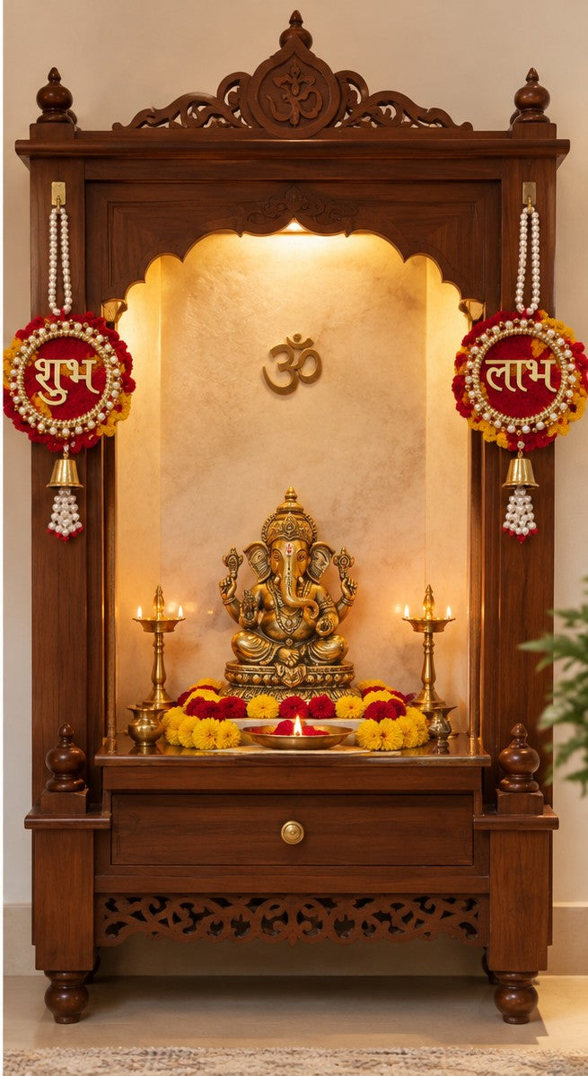 Handcrafted Moli Thread Shubh Labh Hanging | Traditional Door & Mandir Decor