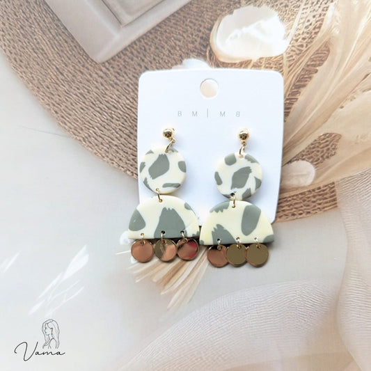 Boho Abstract Animal Print Polymer Clay Earrings | Modern Geometric Dangles