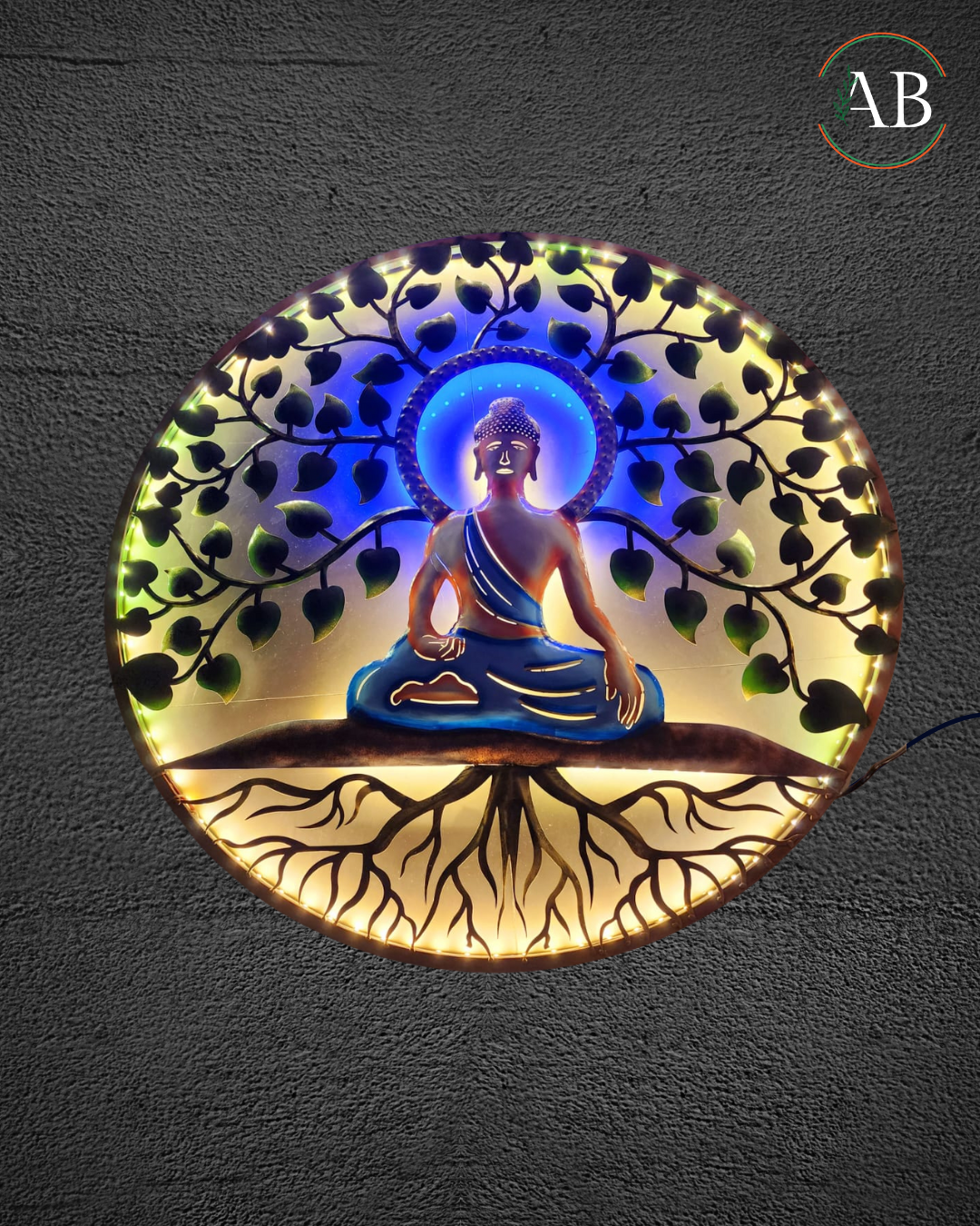 Buddha tree metal wall hanging