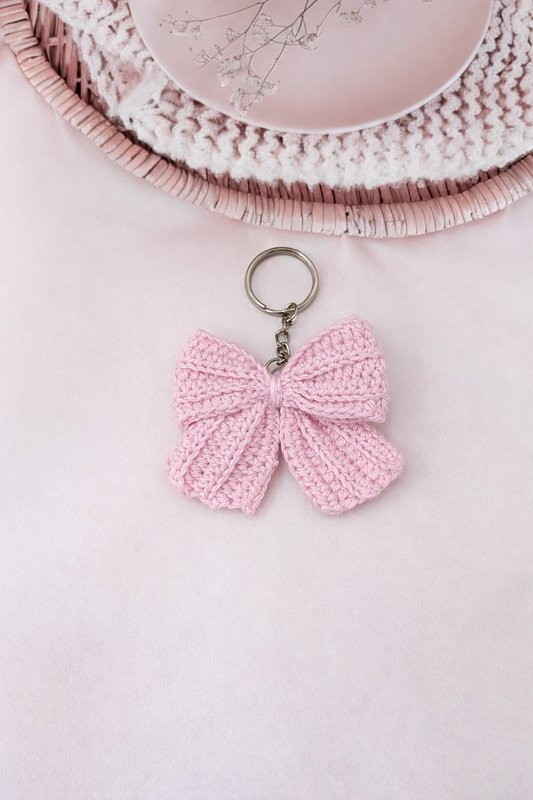 Handmade Crochet Bow Keychain | Cute Yarn Bow Bag Charm