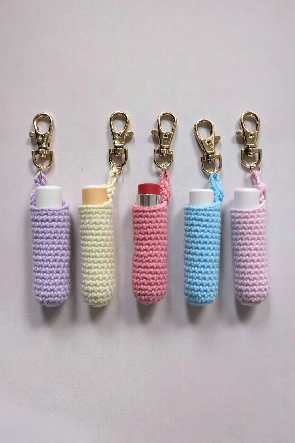 Handmade Crochet Lip Balm Holder Keychain | Cute Lipstick Case (3 Inch)