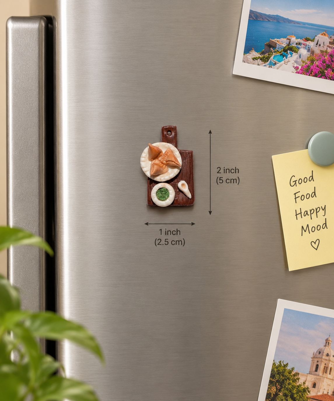 Handmade Clay Samosa Fridge Magnet | Indian Food Kitchen Decor