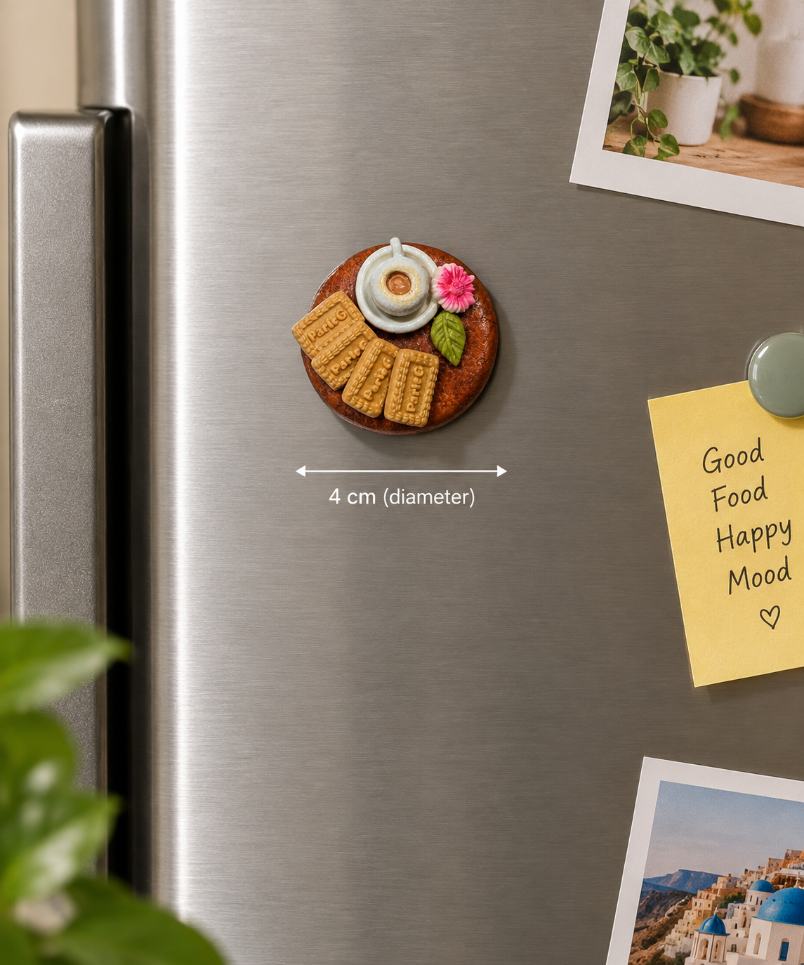 Handmade Clay Tea & Biscuit Fridge Magnet | Cute Kitchen Decor