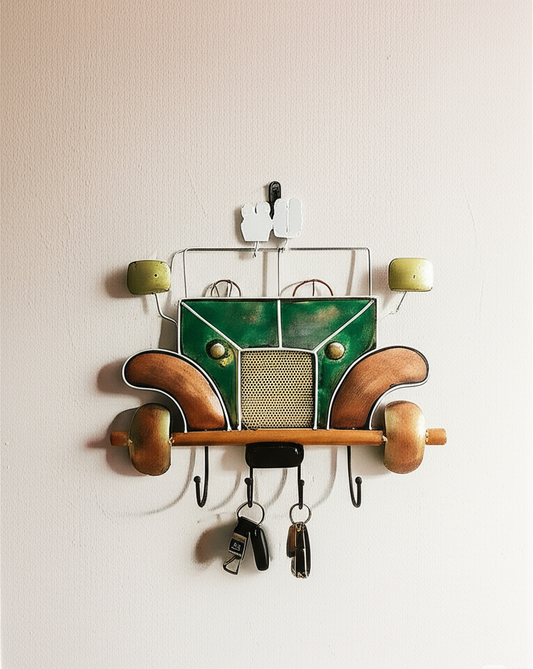 Vintage Car Shaped Metal Key Holder – Wall Mounted (14 x 19 inches)