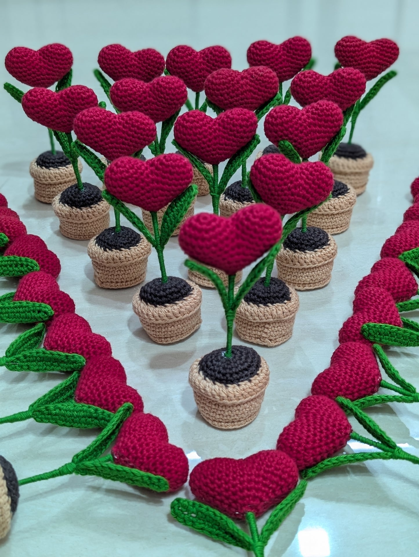 Handcrafted Crochet Heart Pot – 100% Cotton Yarn | 5 Inch Table Decor