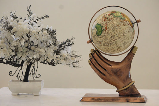 Vintage Look Hand-Held Globe Stand - 5-Inch Desktop Decor