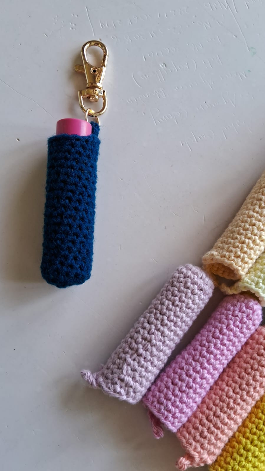 Handmade Crochet Lip Balm Holder Keychain | Cute Lipstick Case (3 Inch)