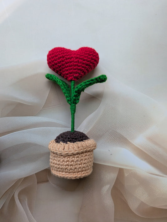 Handcrafted Crochet Heart Pot – 100% Cotton Yarn | 5 Inch Table Decor