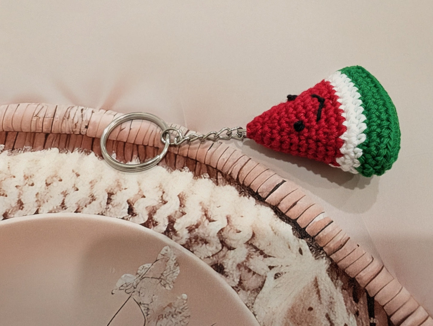 Handmade Crochet Watermelon Keychain | Cute Amigurumi Fruit Bag Charm