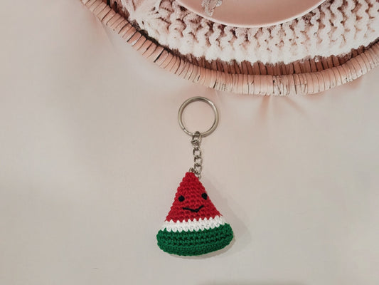 Handmade Crochet Watermelon Keychain | Cute Amigurumi Fruit Bag Charm