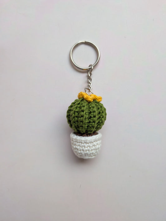 Handmade Crochet Cactus Keychain – Mini Potted Plant Charm
