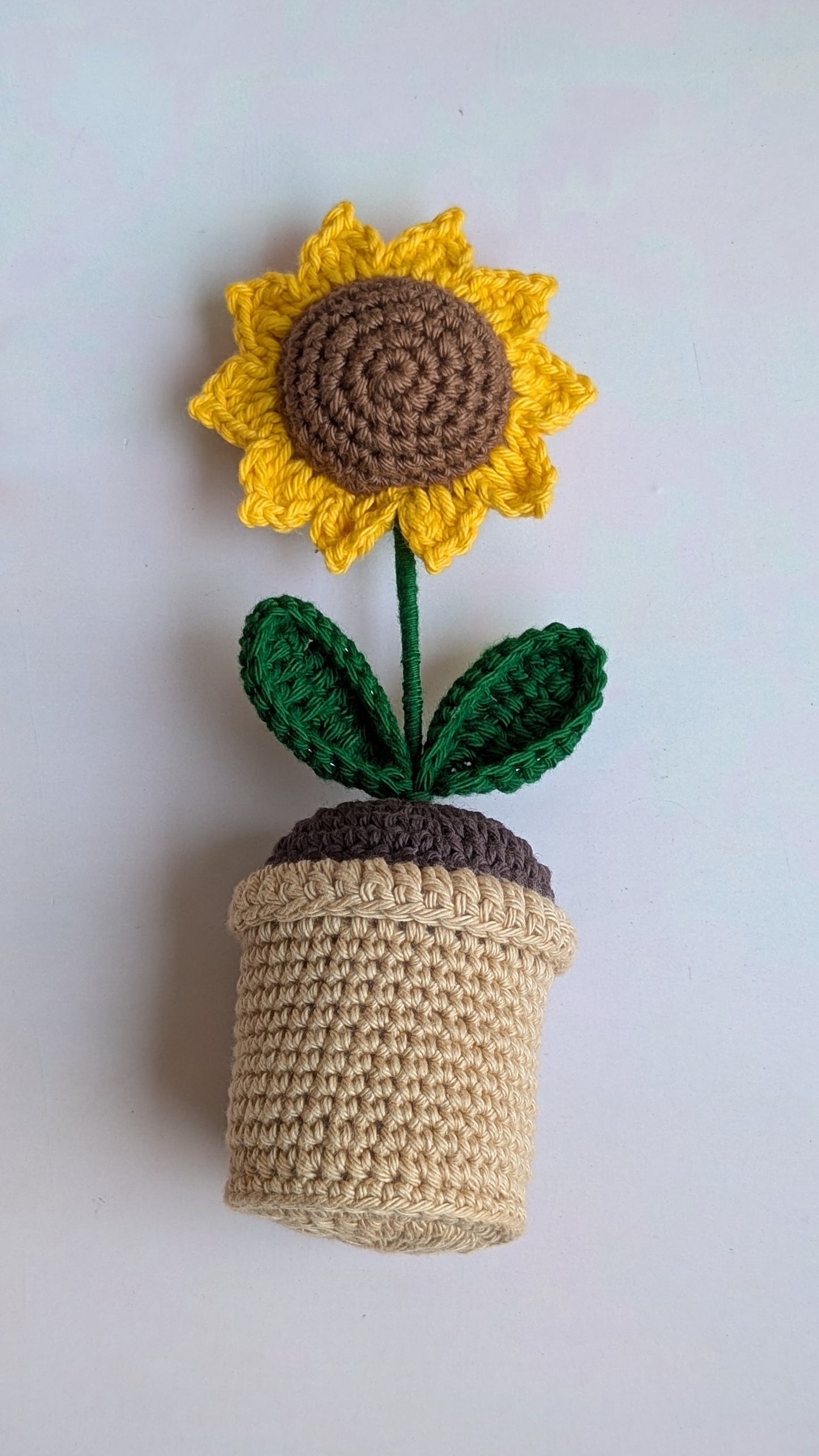🌻 Handmade Crochet Sunflower Pot – Knitted Floral Desk & Home Décor