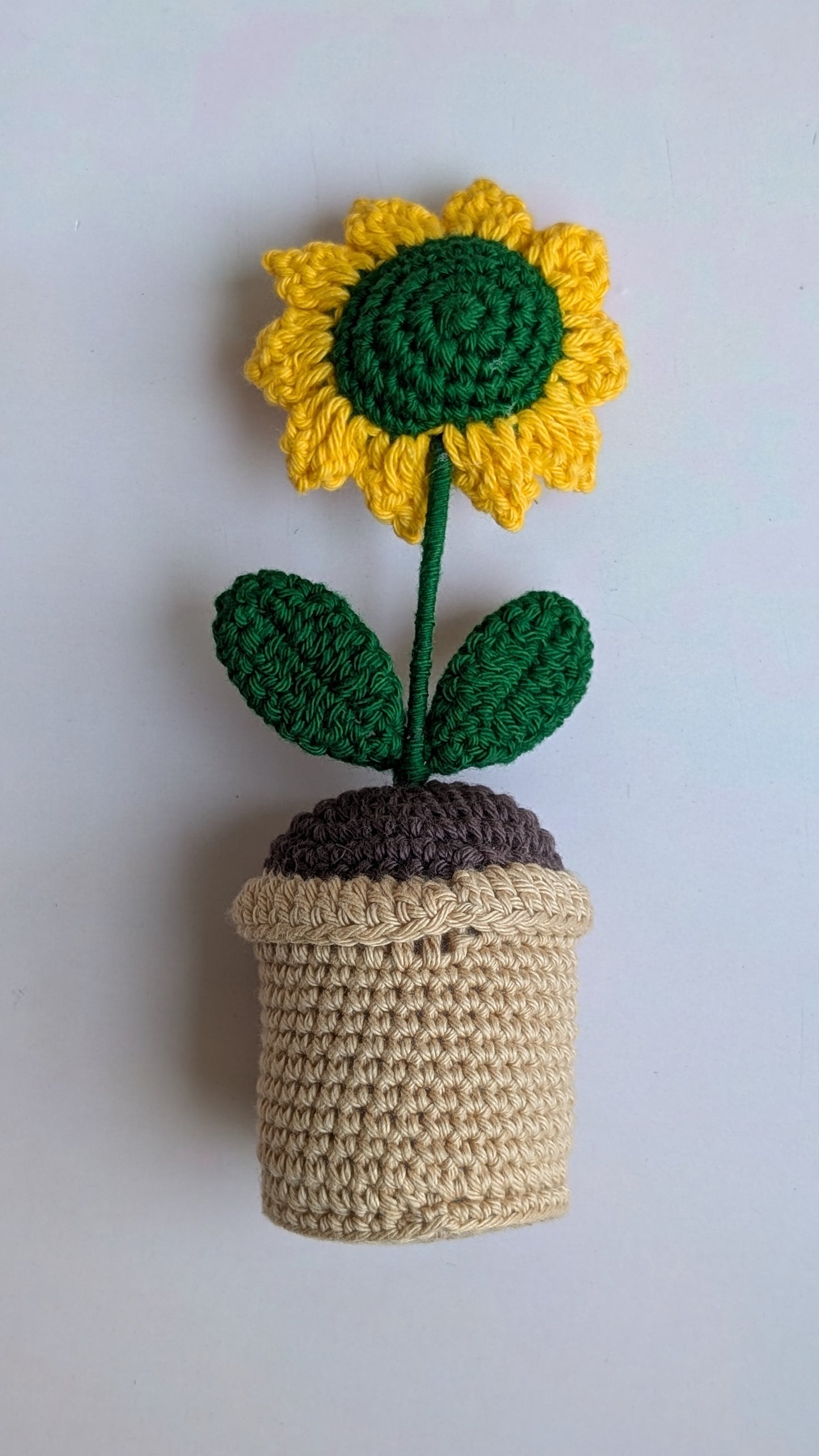 🌻 Handmade Crochet Sunflower Pot – Knitted Floral Desk & Home Décor