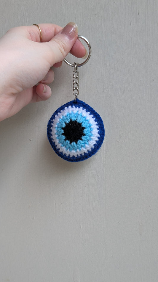 Handmade Crochet Evil Eye Keychain | Blue Nazar Charm