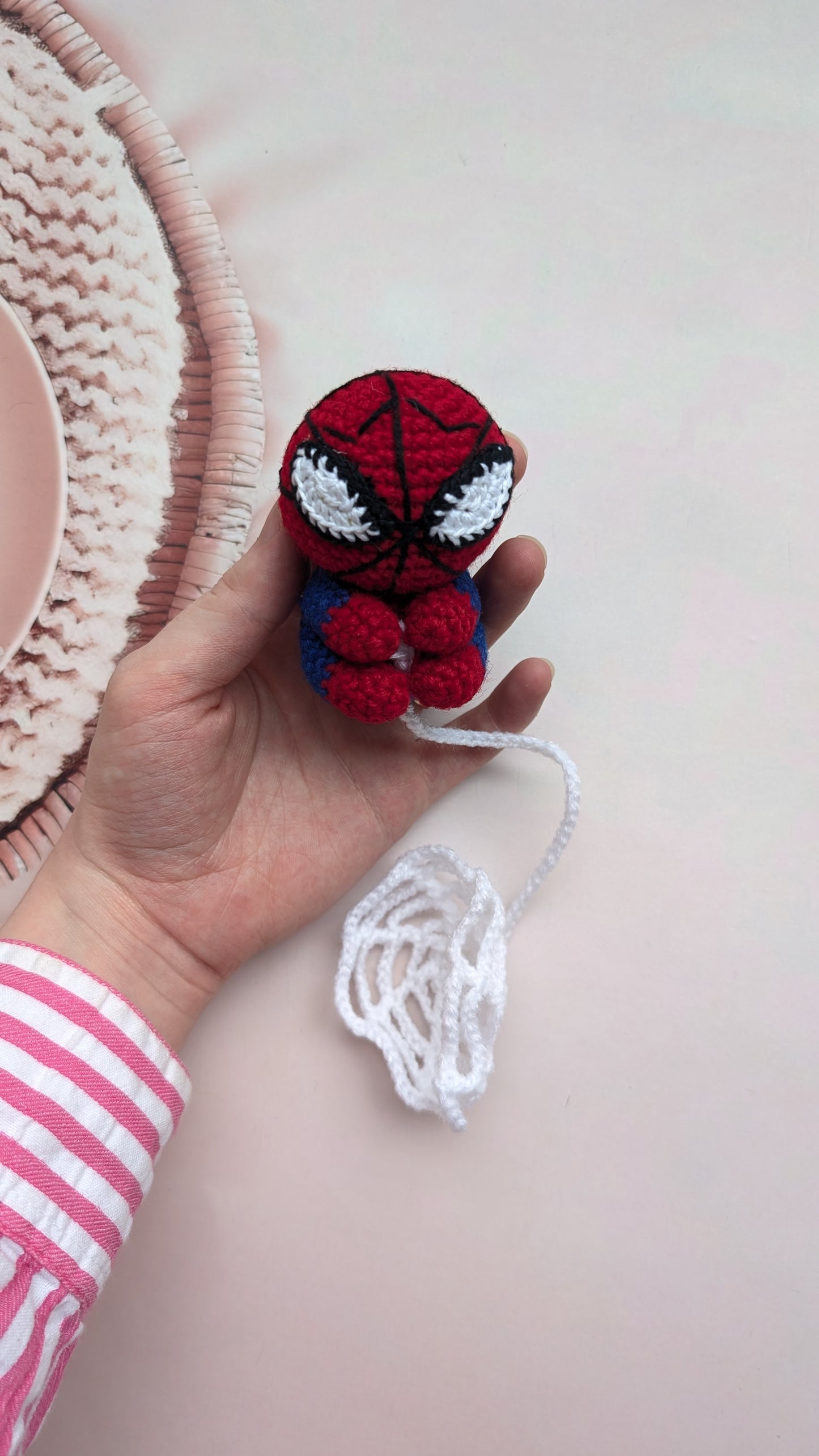 Handknitted Crochet Spider-Man Hanging | Handmade Superhero Wall Decor