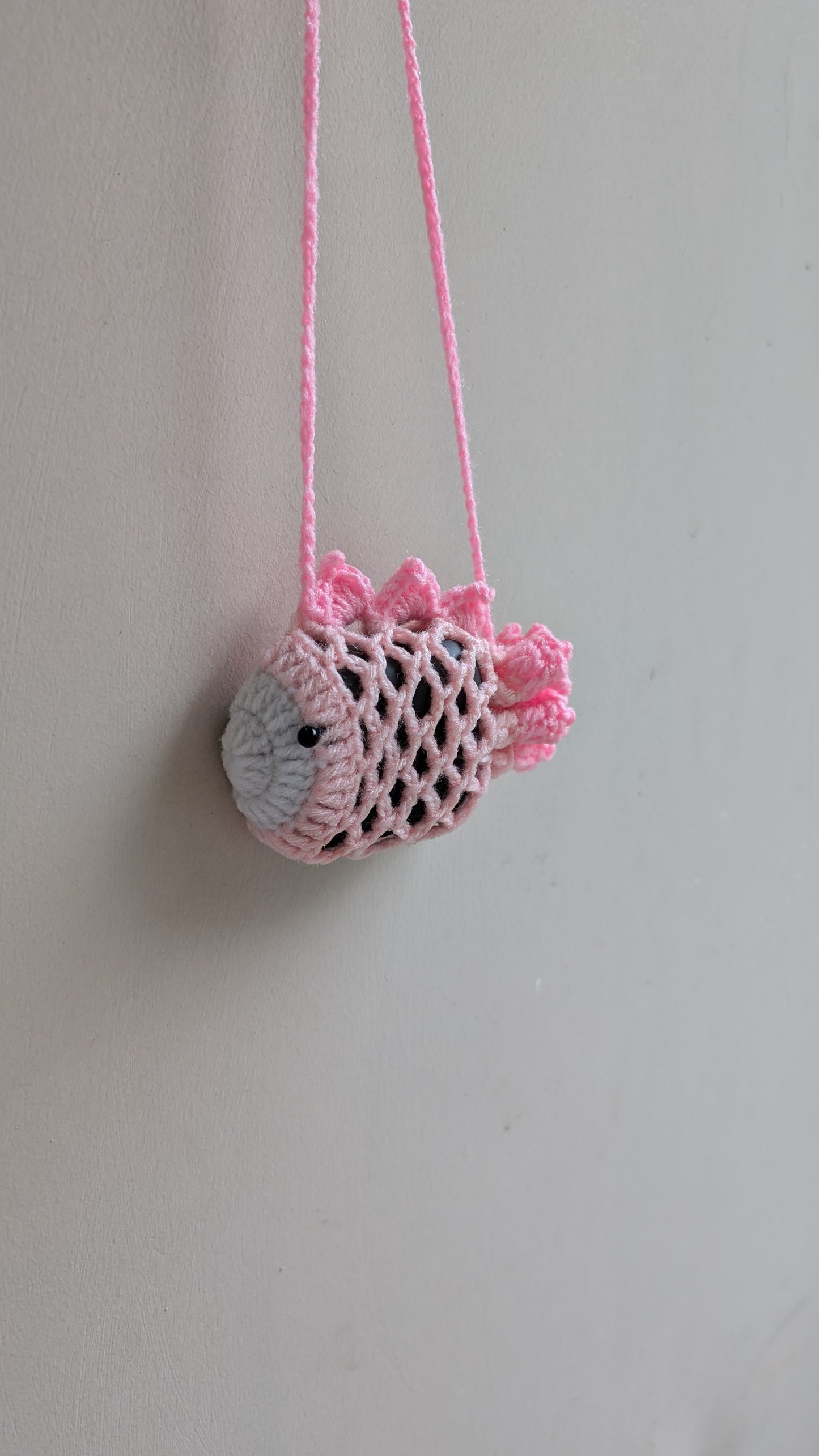 Handknitted Crochet Fish Pouch | Cute Hanging Earbuds, Coin & Mini Storage Pouch