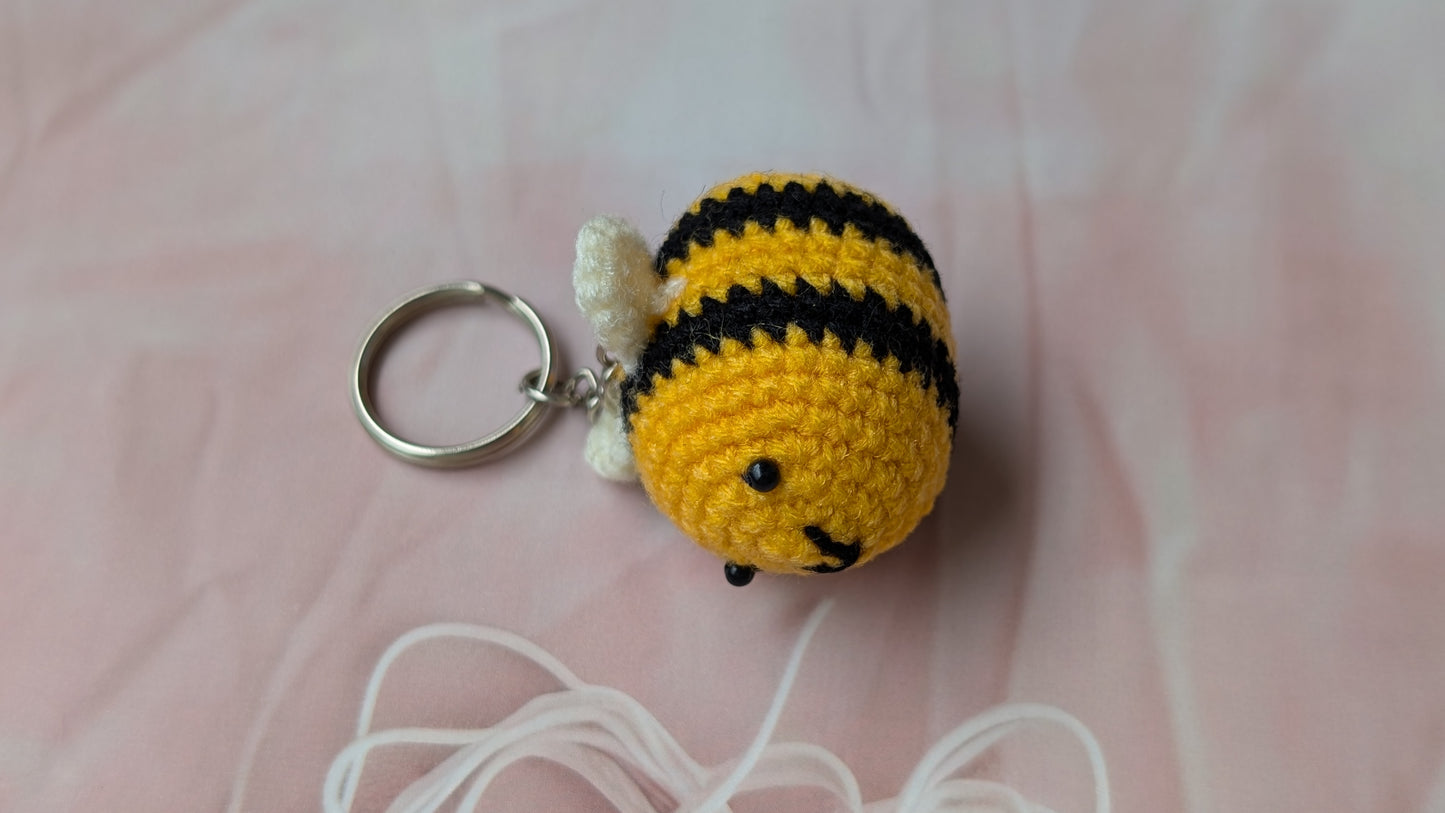 Handmade Crochet Bee Keychain | Cute Bumblebee Bag Charm