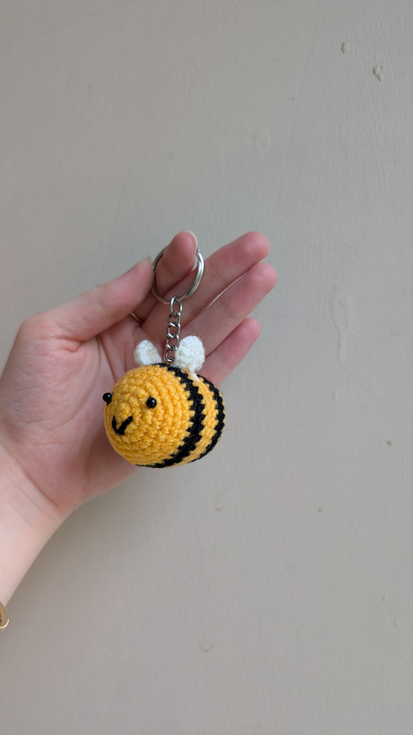 Handmade Crochet Bee Keychain | Cute Bumblebee Bag Charm