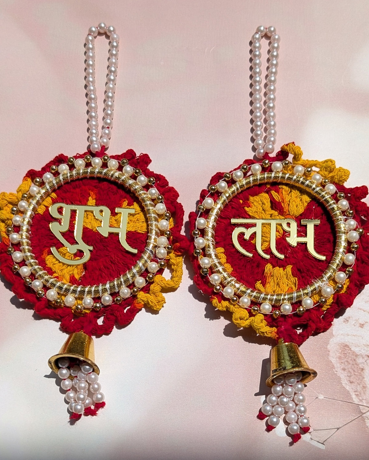 Handcrafted Moli Thread Shubh Labh Hanging | Traditional Door & Mandir Decor
