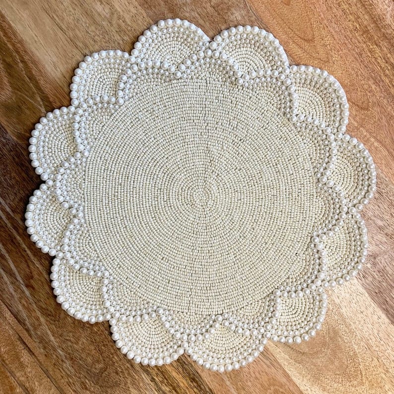 Luxury Ivory Beaded Table Set