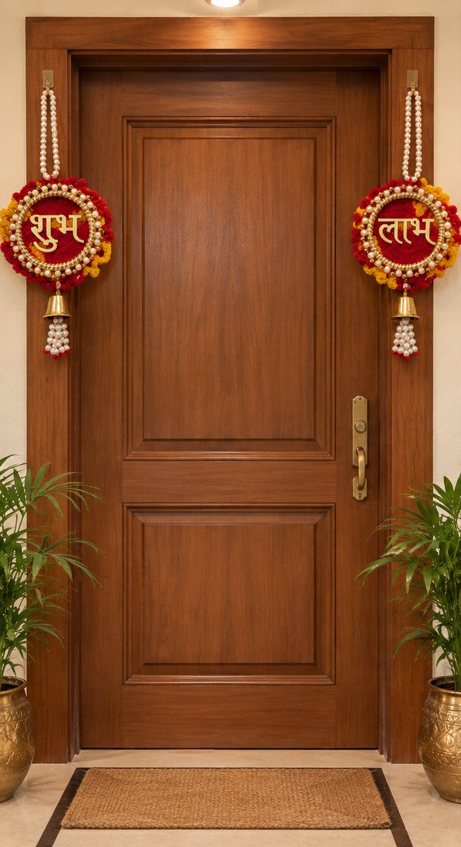 Handcrafted Moli Thread Shubh Labh Hanging | Traditional Door & Mandir Decor