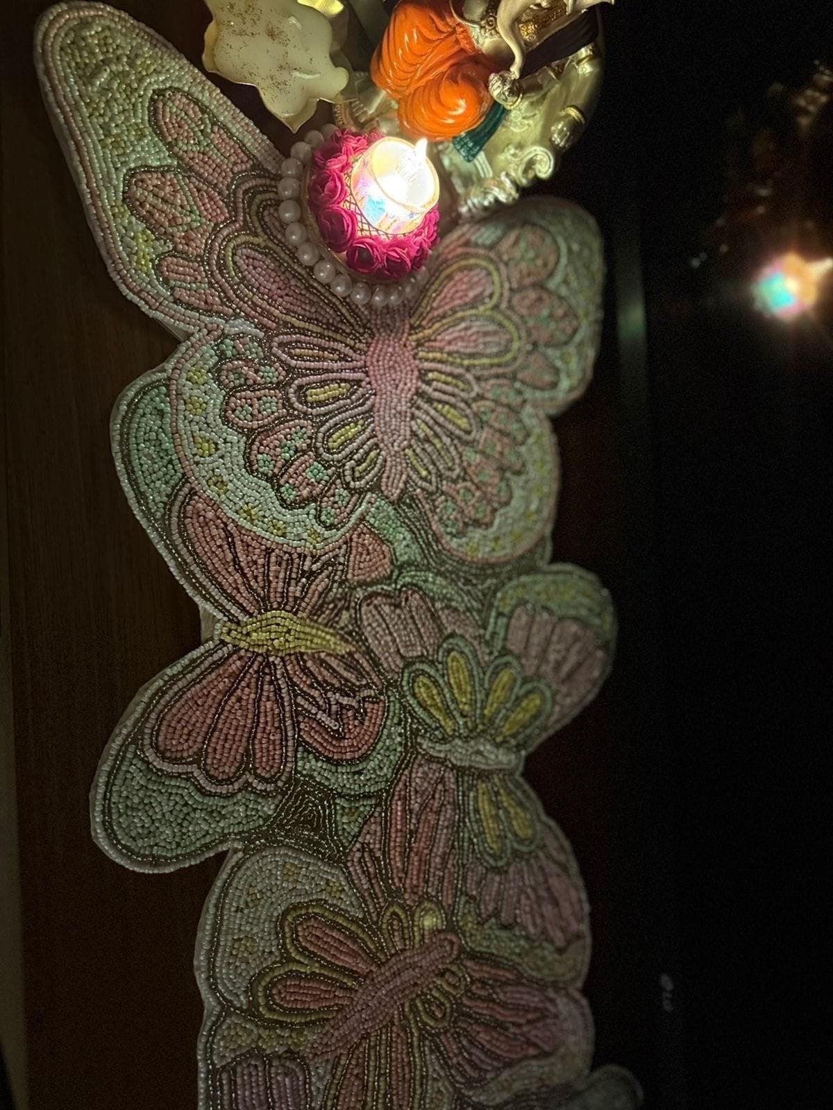 Luxury Hand-Beaded Butterfly Shape Table Runner 13" x 36"